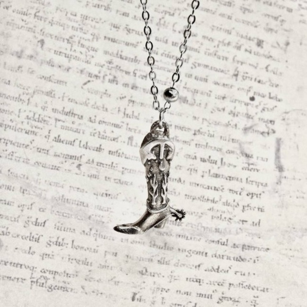 Rustic Cowgirl Boot Pendant Necklace